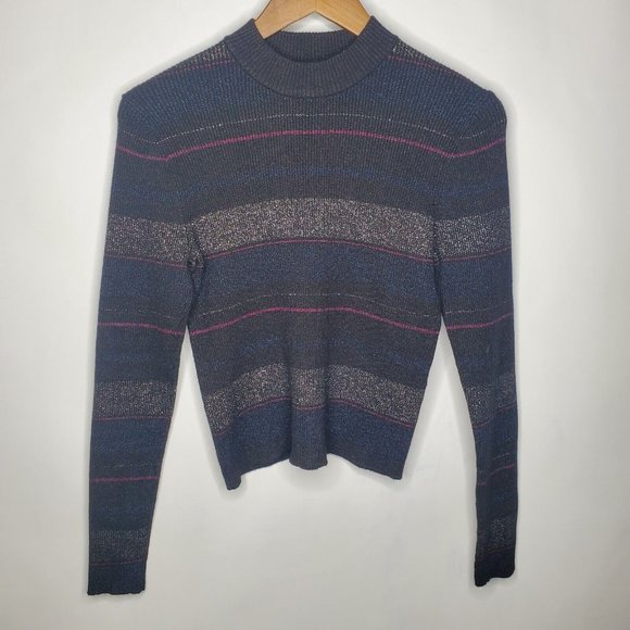 House of Harlow 1960 Sweaters - House Of Harlow 1960 Womens Metallic Ribbed Shimmer Sweater Size S Crop Pullover